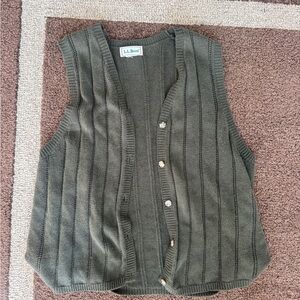 L.L. Bean Women's Vintage Olive Cardigan Vest